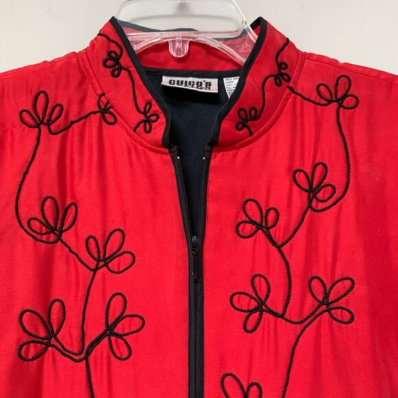 Chico's Design 100% silk embroidered jacket size L. - Picture 3 of 8